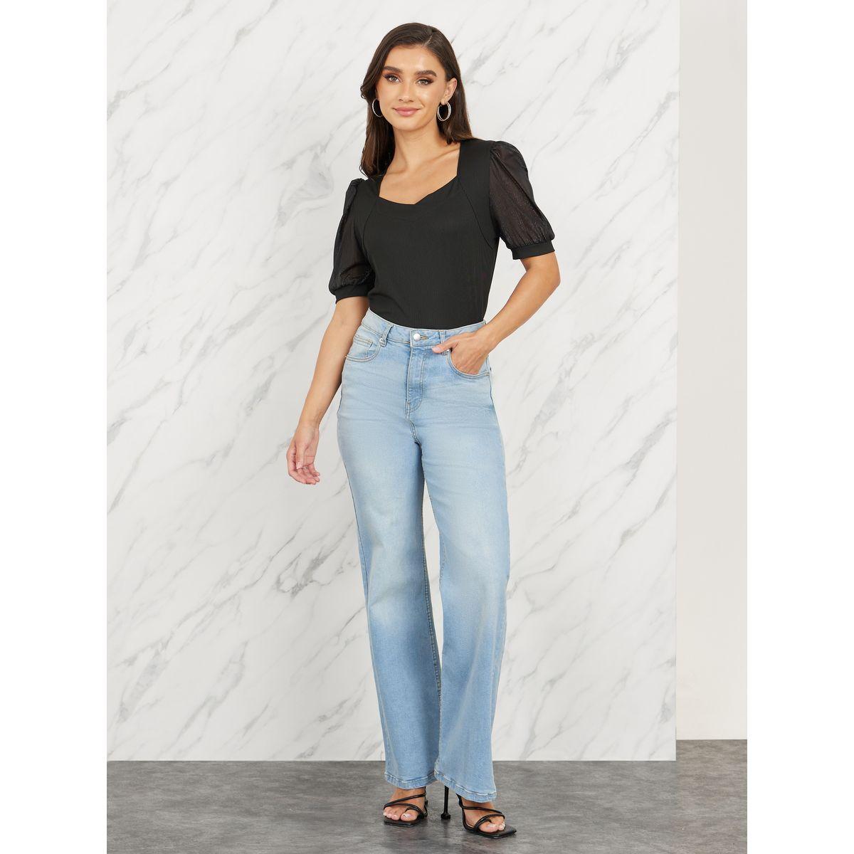 Styli Shimmer Puff Sleeves Sweetheart Neck Knit Top-women-clothing-shirtsandblouses-blouses-image-3