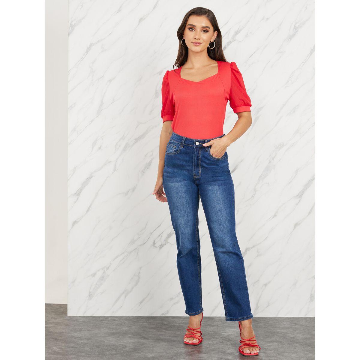 Styli Shimmer Puff Sleeves Sweetheart Neck Knit Top-women-clothing-shirtsandblouses-blouses-image-3