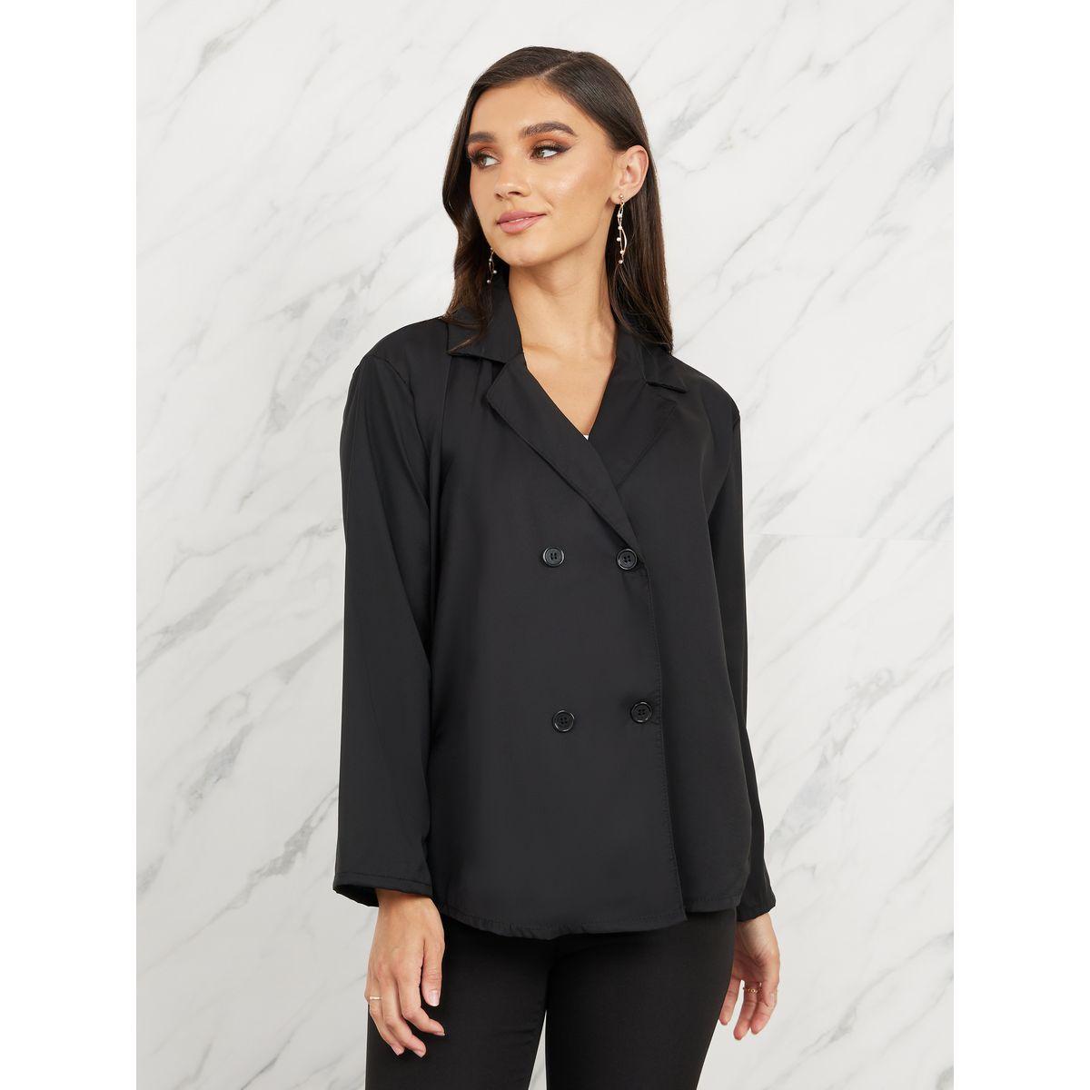 بليزر واسع بصدر مزدوج وصفين أزرار-women-clothing-coatsandjackets-blazers-image-1