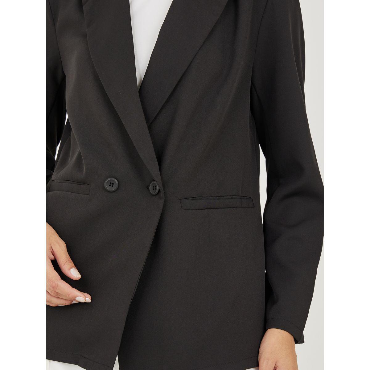 Styli Regular Fit Double Breasted Blazer with Pockets & Notch Lapel Neck-women-clothing-coatsandjackets-blazers-image-5