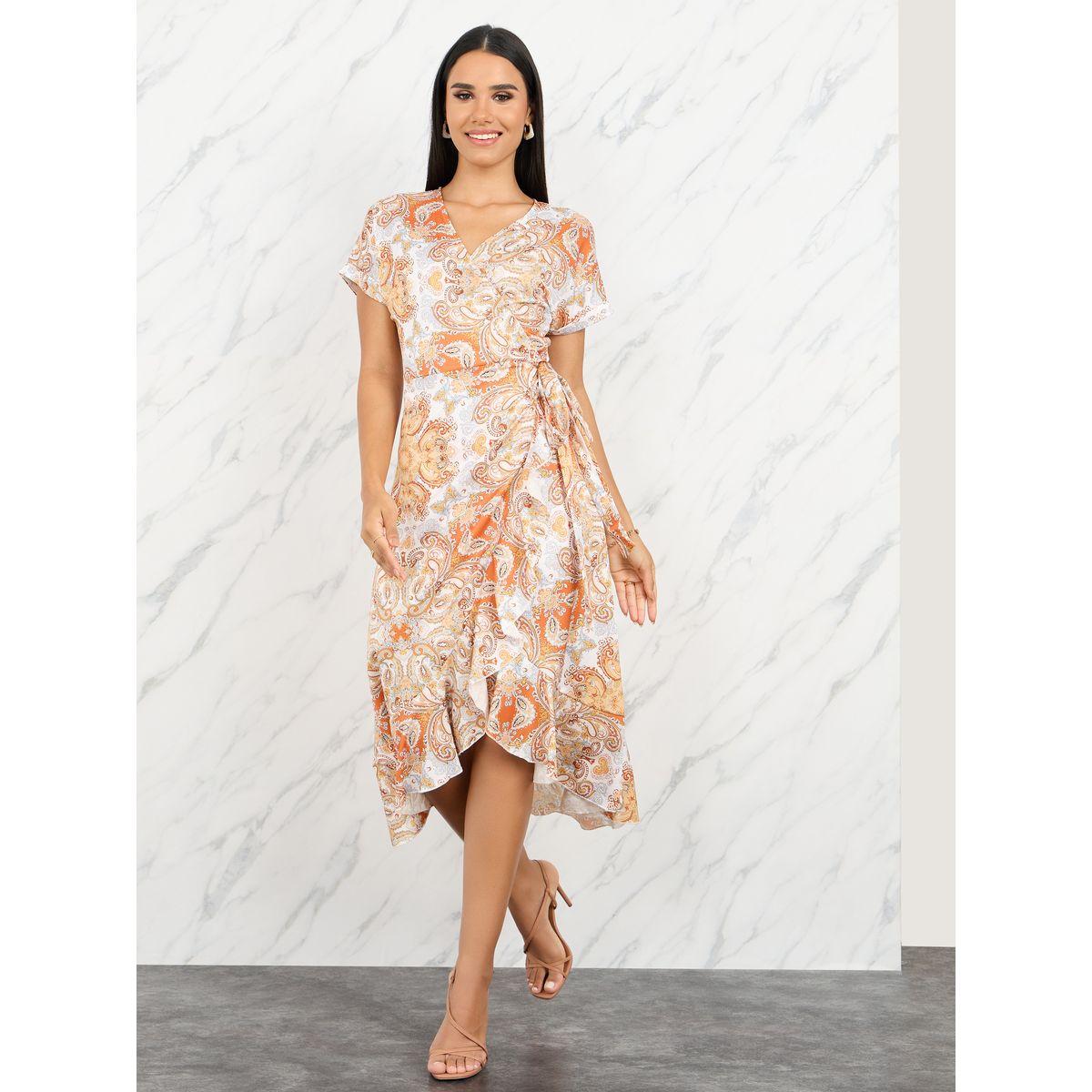 Styli Bohemian Print Ruffle Asymmetric Hem Wrap Midi Dress-women-clothing-dresses-image-1