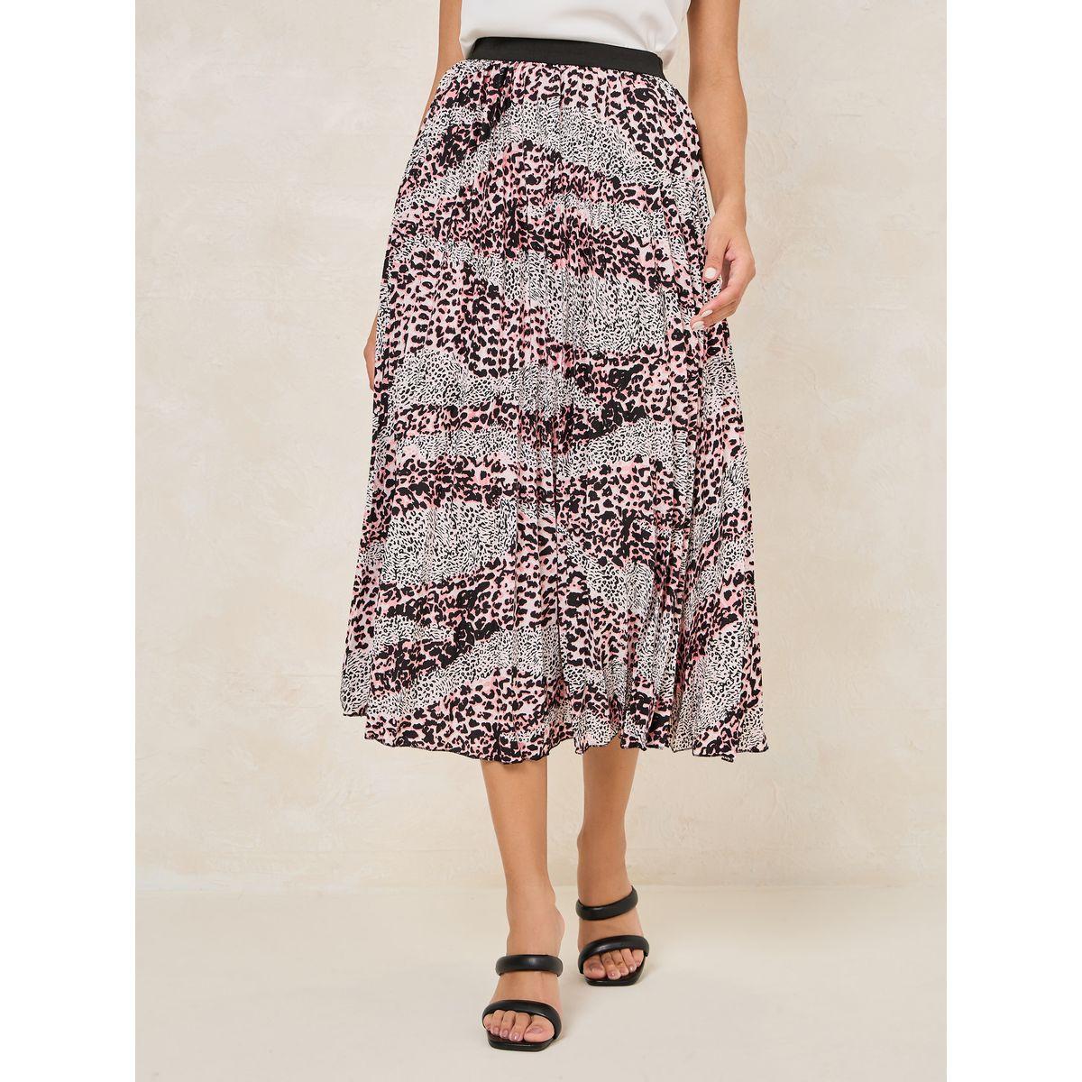 Styli Animal Print Pleated Midi Skirt-women-clothing-bottoms-skirts-image-1