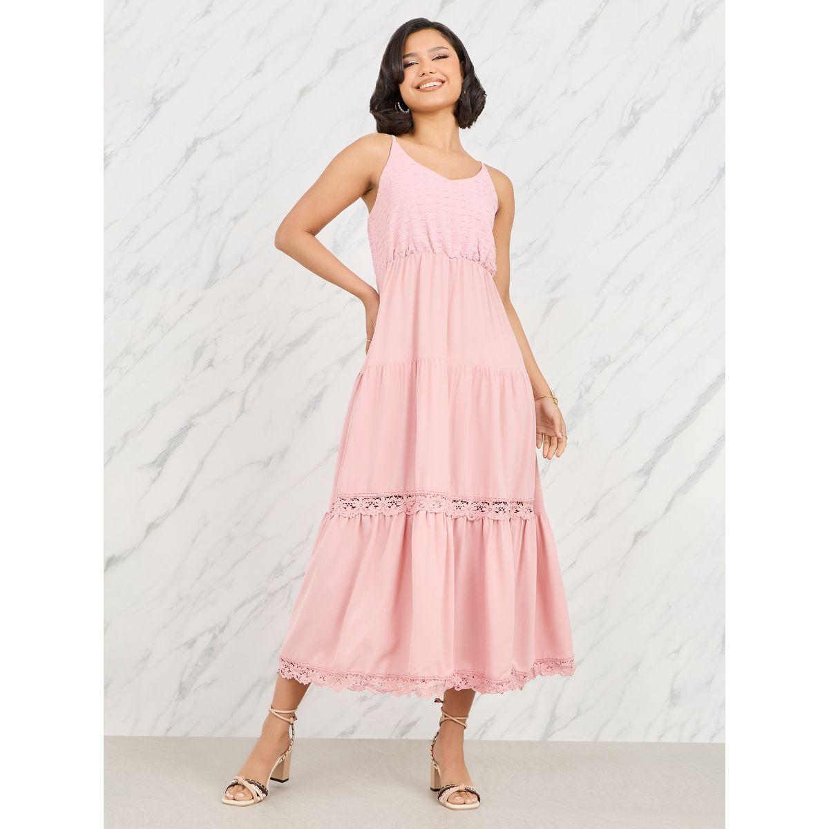 Styli Textured Strappy Lace Insert Tiered Midi Dress-women-clothing-dresses-image-1