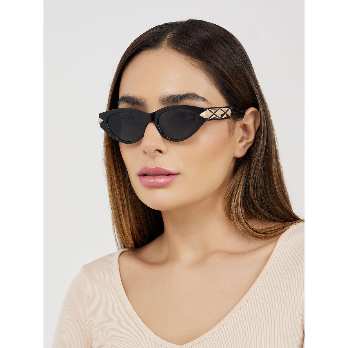 Styli Full Rim Cat Eye Sunglasses with Metal Texture Temple-women-sunglasses-image-2