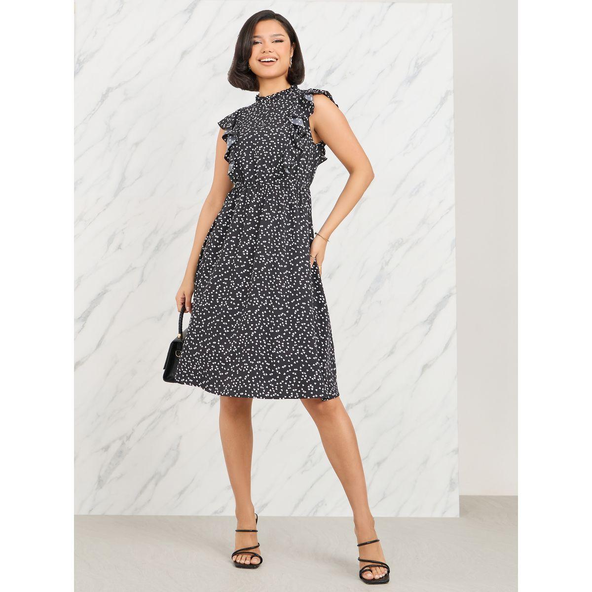 Styli Heart AOP Ruffle Detail Knee Length Dress-women-clothing-dresses-image-2