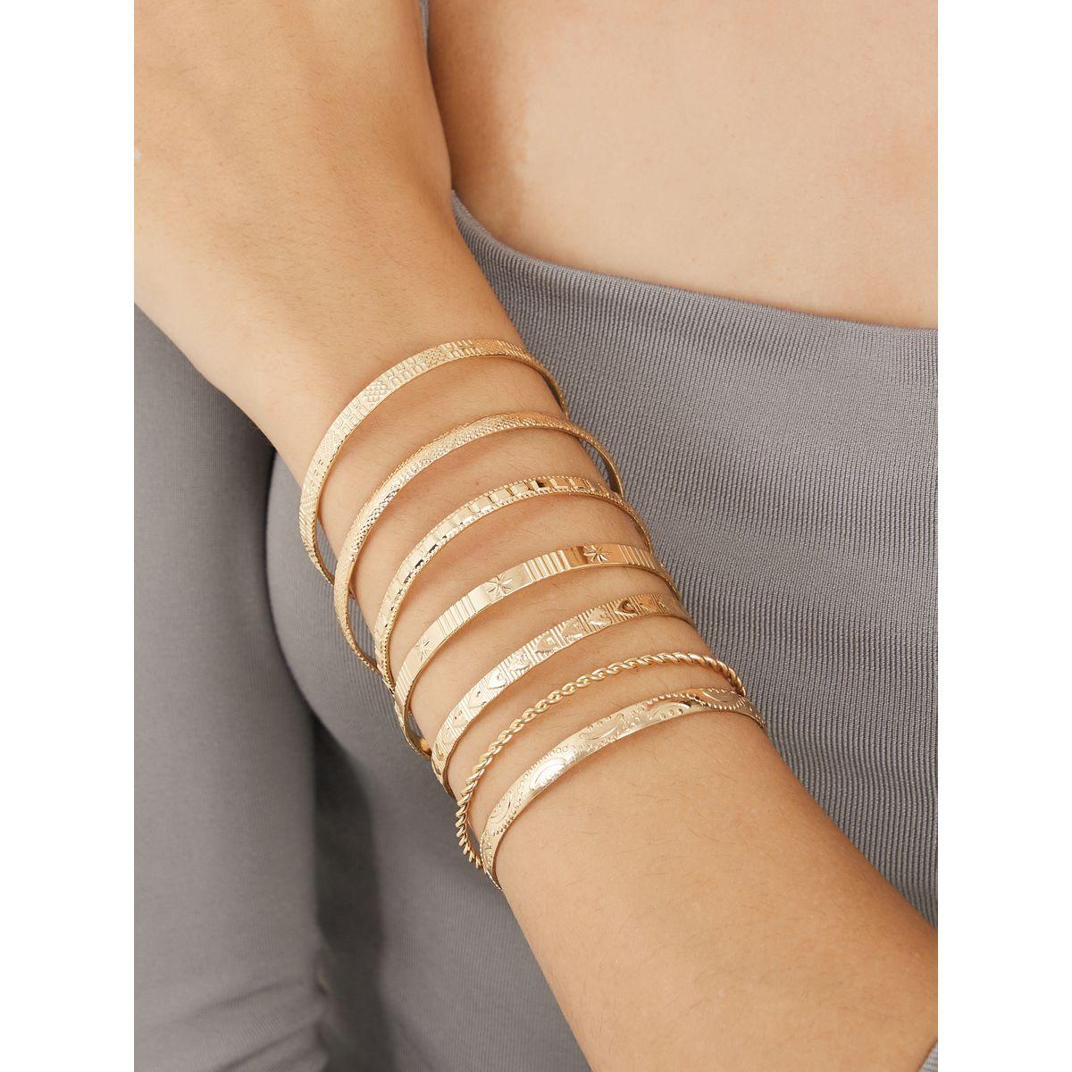 Styli Set of 7 - Textured Cuff Bracelets-women-watchesandjewellery-jewellery-banglesandbracelets-image-1
