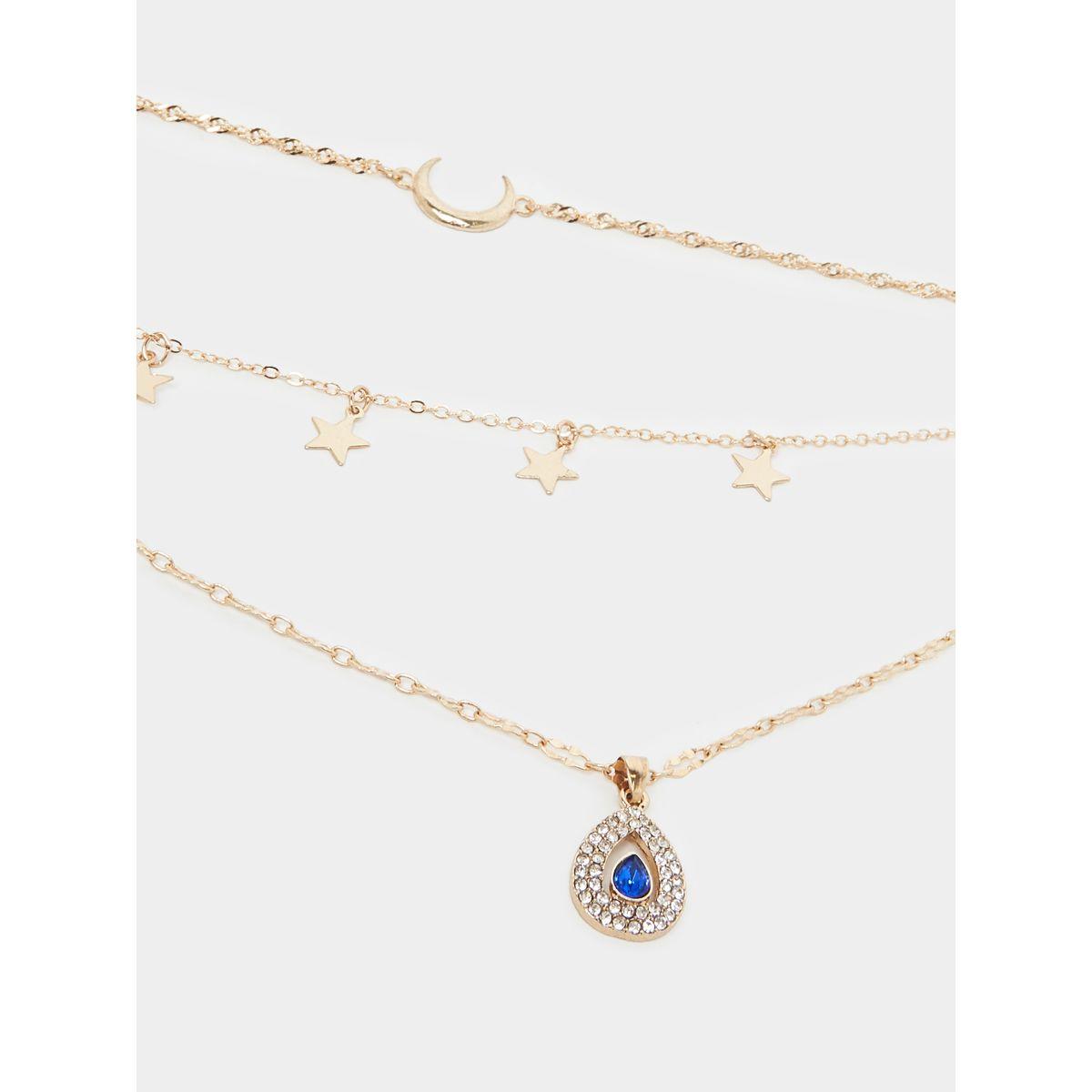 Styli Multilayered Moon and Star Drop Necklace-women-watchesandjewellery-jewellery-necklacesandpendants-image-2