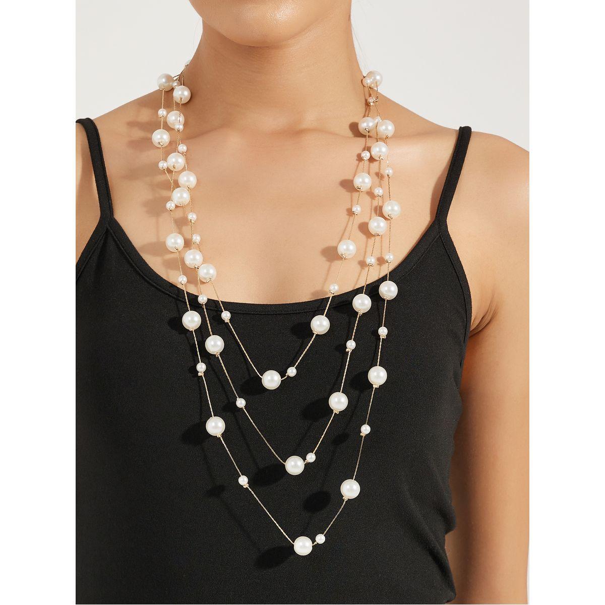 عقد بطبقات مزين بلؤلؤ صناعي-women-watchesandjewellery-jewellery-necklacesandpendants-image-1