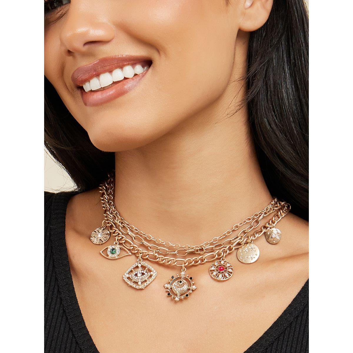 Styli Embellished Multi Drop Chain Necklace-women-watchesandjewellery-jewellery-necklacesandpendants-image-1