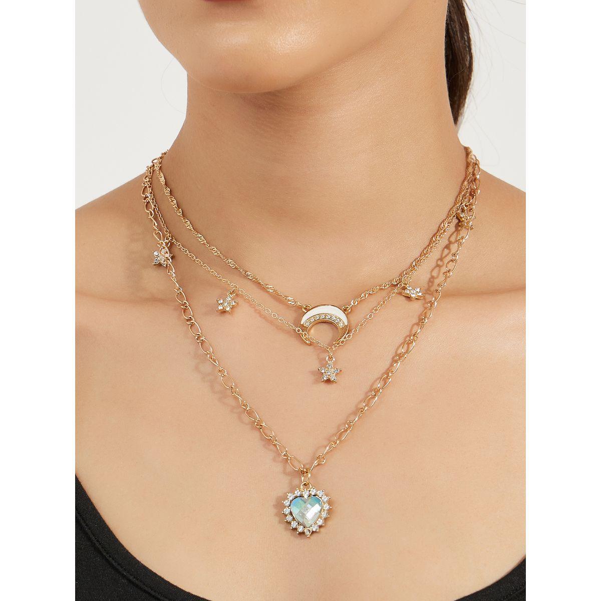 عقد بطبقات متدلية بقلوب ونجوم-women-watchesandjewellery-jewellery-necklacesandpendants-image-1