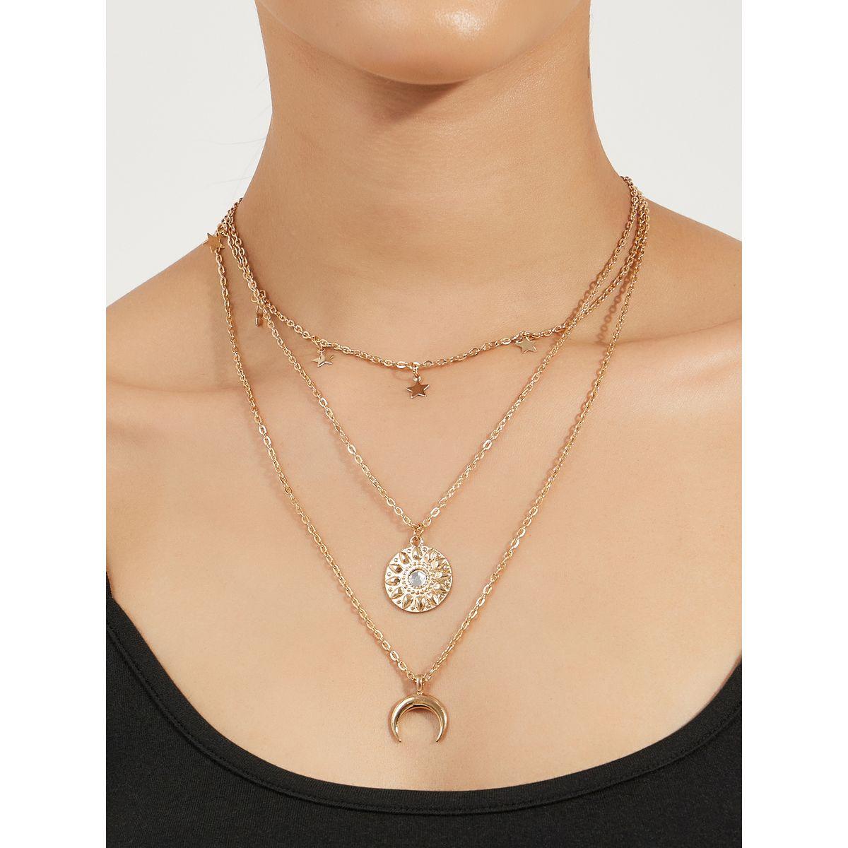 عقد بطبقات متدلية بنجوم وهلال-women-watchesandjewellery-jewellery-necklacesandpendants-image-1