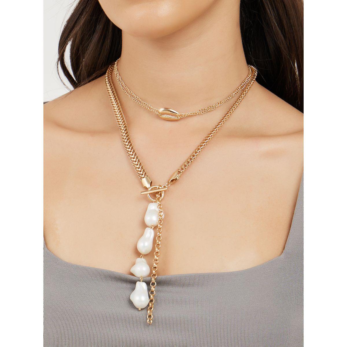 Styli Set of 2 - Faux Pearl Drop Necklace-women-watchesandjewellery-jewellery-necklacesandpendants-image-1
