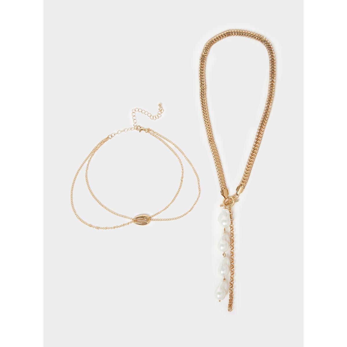 مجموعة من 2 عقد مزين بلؤلؤ صناعي-women-watchesandjewellery-jewellery-necklacesandpendants-image-2