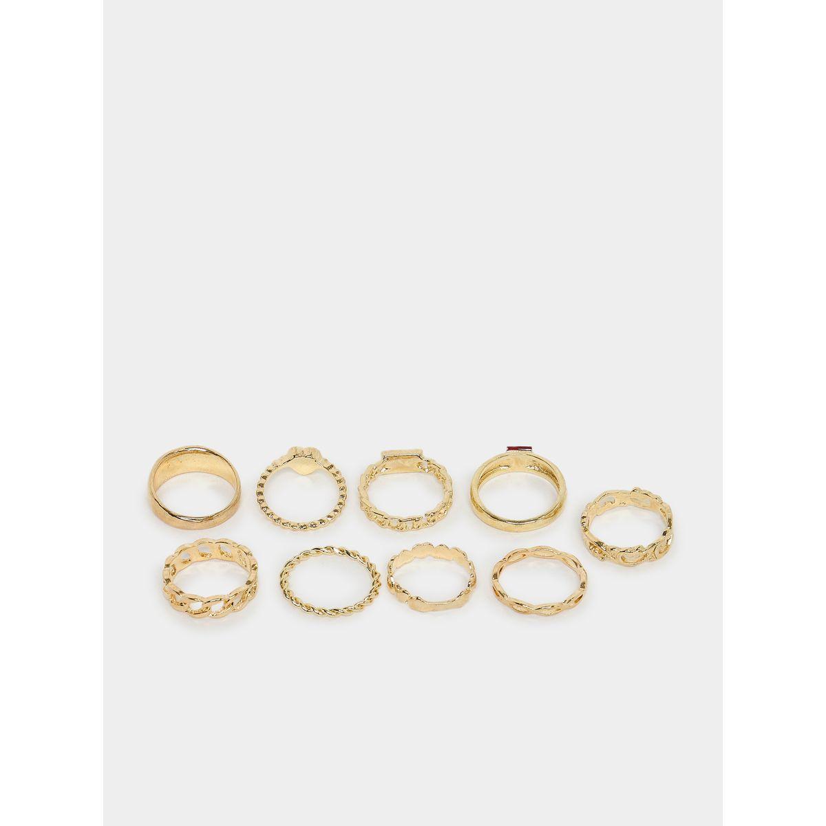 Styli Set of 9 - Heart Accent Textured Rings-women-watchesandjewellery-jewellery-rings-image-3