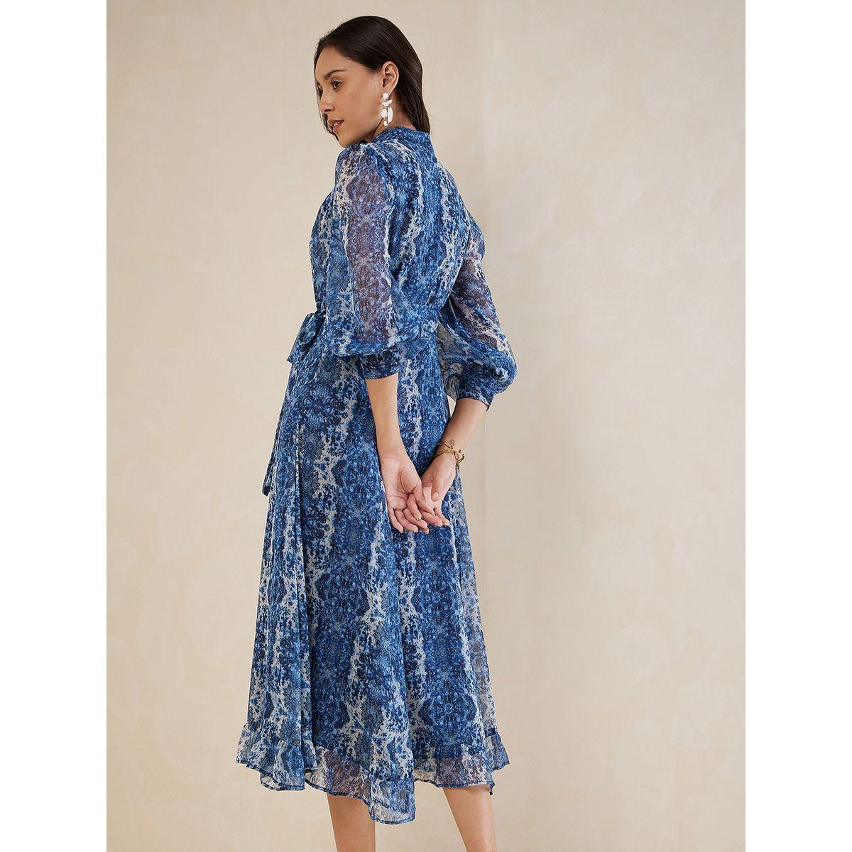 Femmella X Styli  Abstract Print Collared A-Line Midi Dress-women-clothing-dresses-image-3