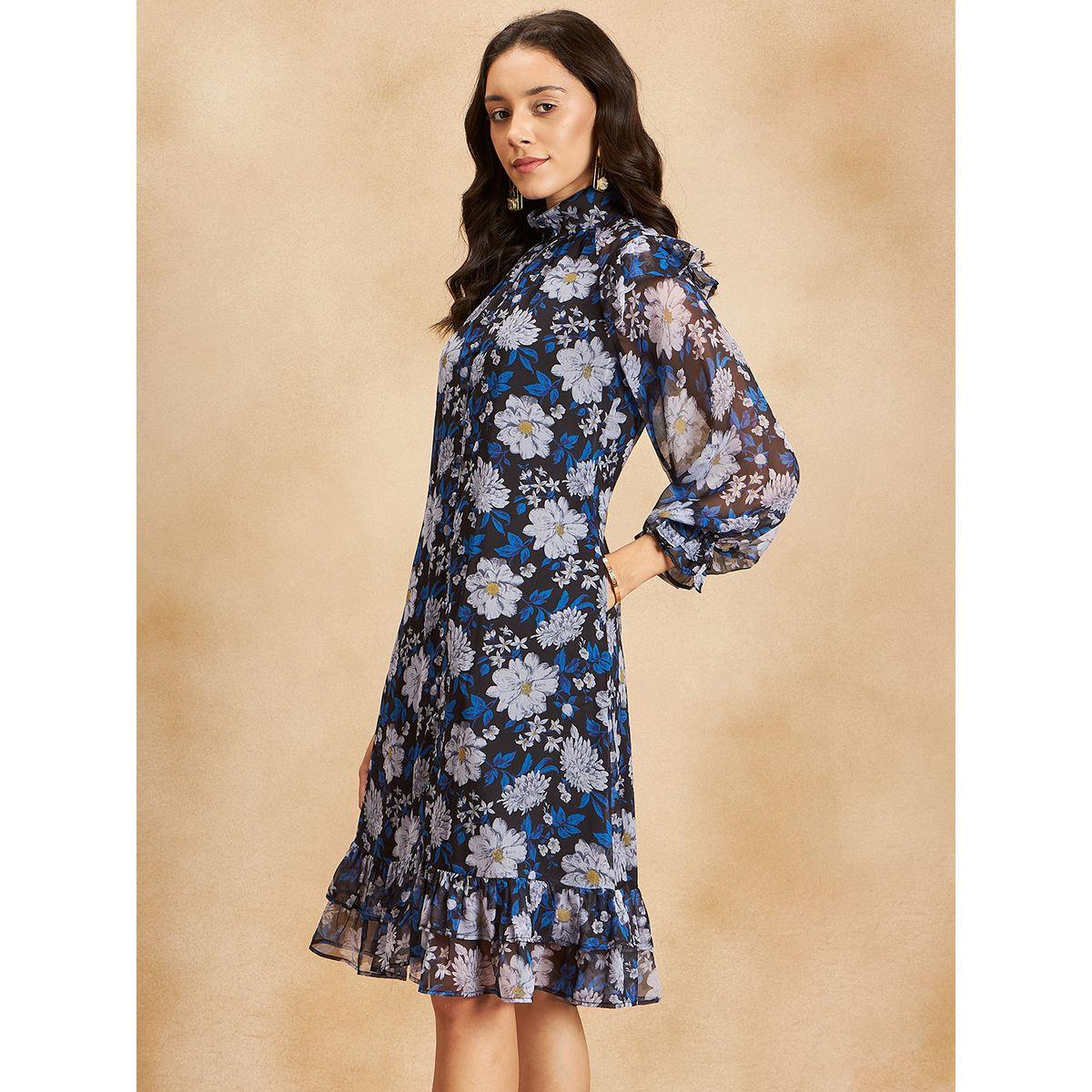 Femmella X Styli  Floral Print High Neck A-Line Midi Dress-women-clothing-dresses-image-4