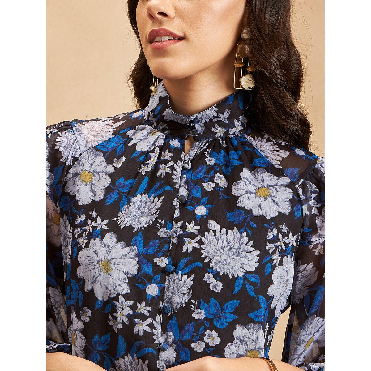فستان ميدي مطبع بزهور مع ياقة عالية فِميلا × ستايلي-women-clothing-dresses-image-6