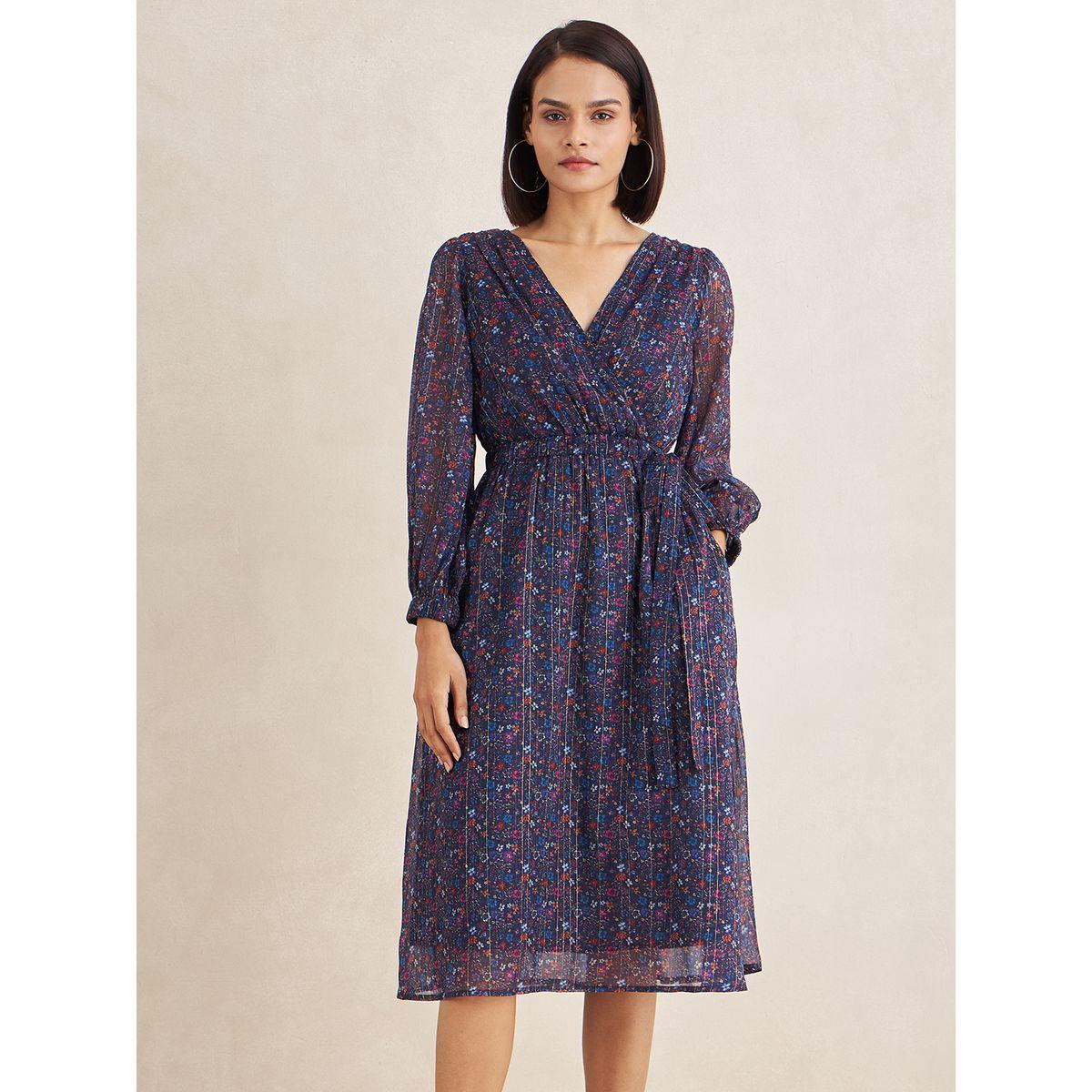 فستان ميدي مطبع بزهور بنسيج لوريكس فِميلا × ستايلي-women-clothing-dresses-image-1