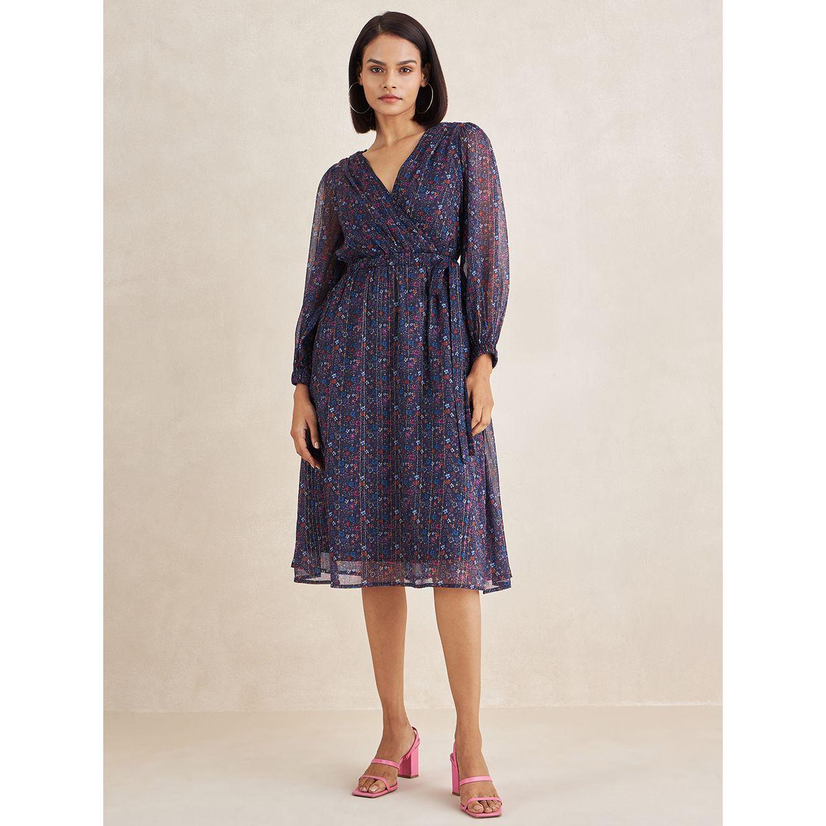 فستان ميدي مطبع بزهور بنسيج لوريكس فِميلا × ستايلي-women-clothing-dresses-image-2