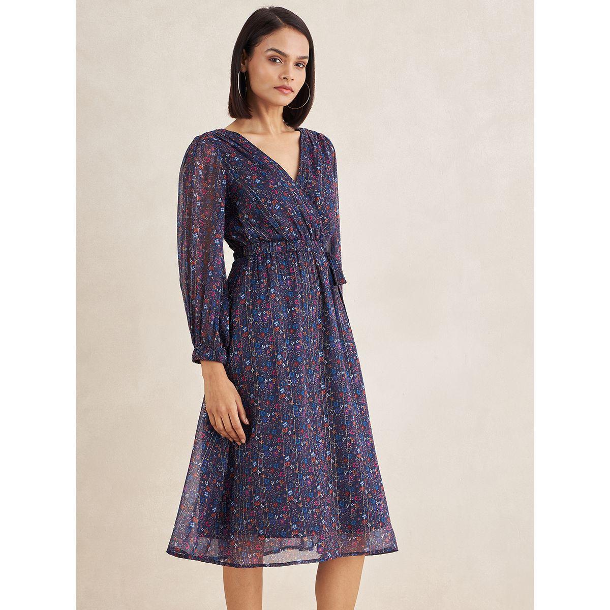 فستان ميدي مطبع بزهور بنسيج لوريكس فِميلا × ستايلي-women-clothing-dresses-image-3