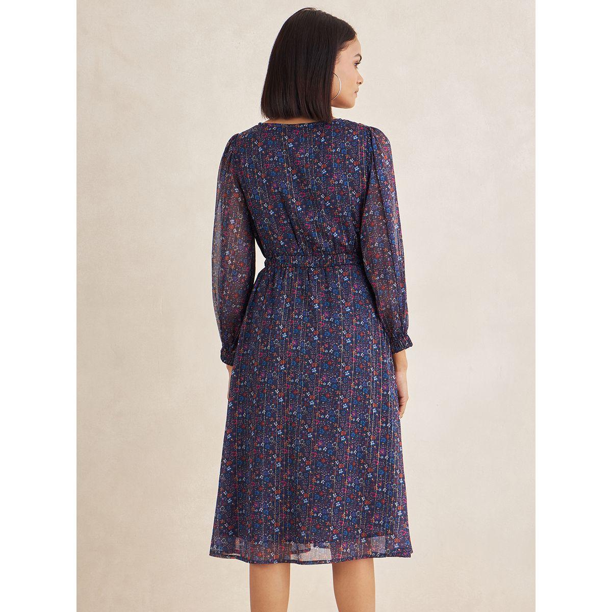 فستان ميدي مطبع بزهور بنسيج لوريكس فِميلا × ستايلي-women-clothing-dresses-image-5