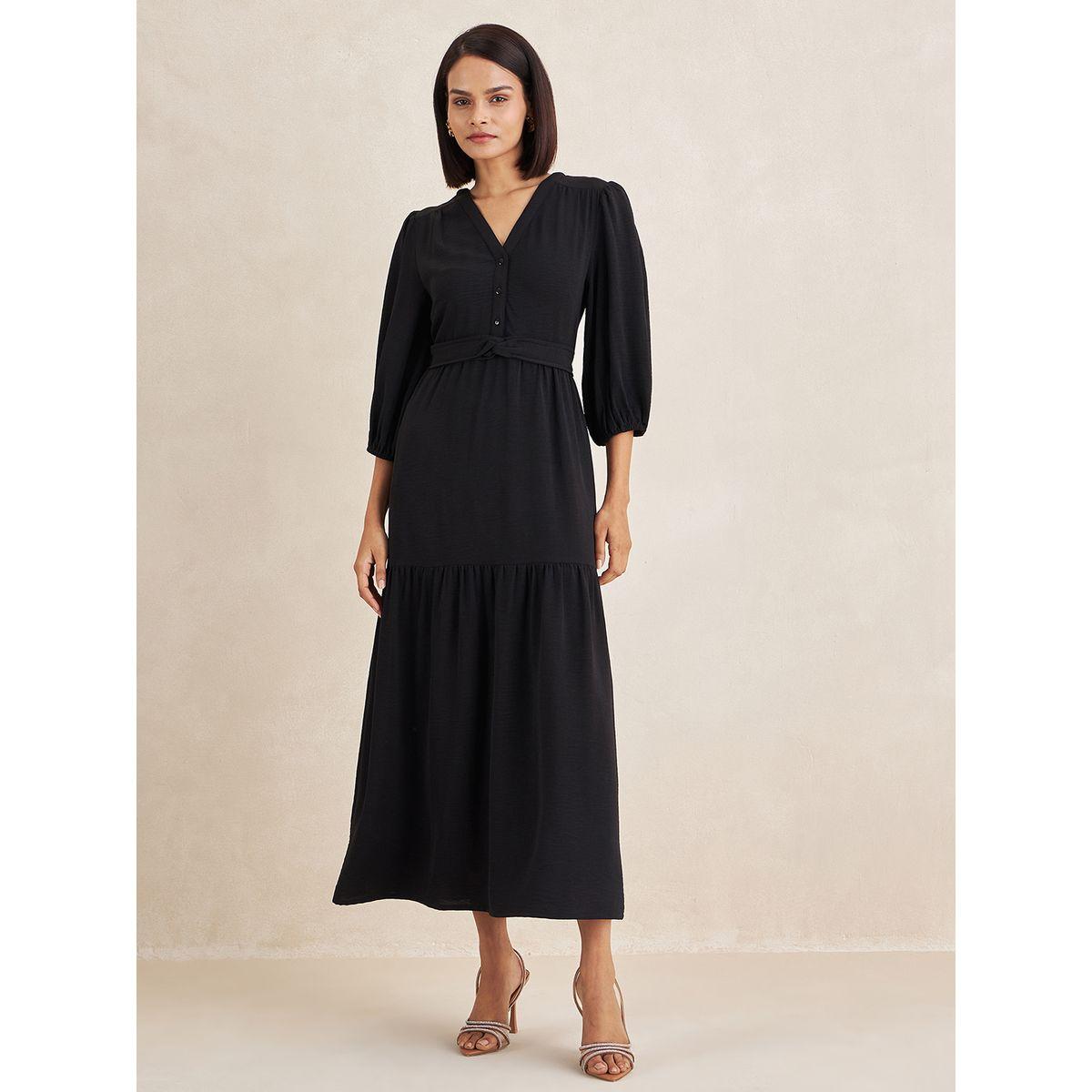 Femmella X Styli  Solid Knot Detail Front Button Maxi Dress-women-clothing-dresses-image-1