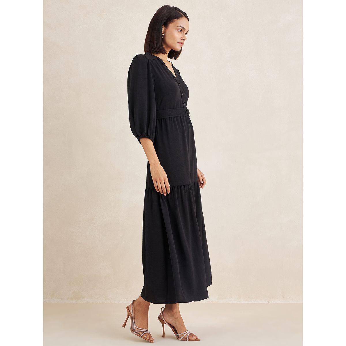 Femmella X Styli  Solid Knot Detail Front Button Maxi Dress-women-clothing-dresses-image-2