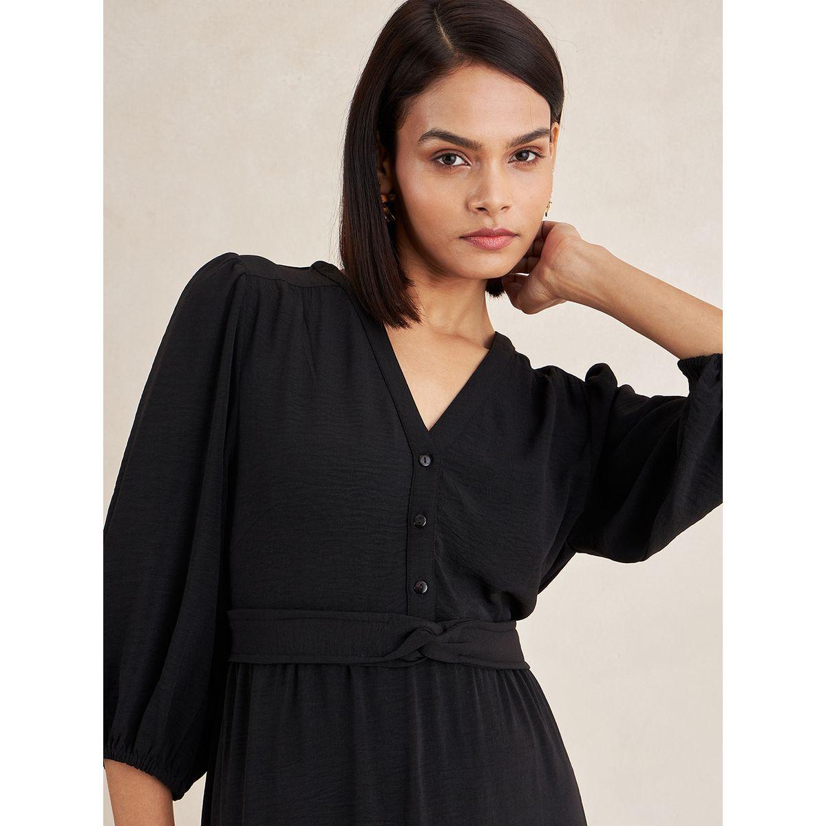 فستان طويل مزين بعقدة وأزرار فِميلا × ستايلي-women-clothing-dresses-image-3