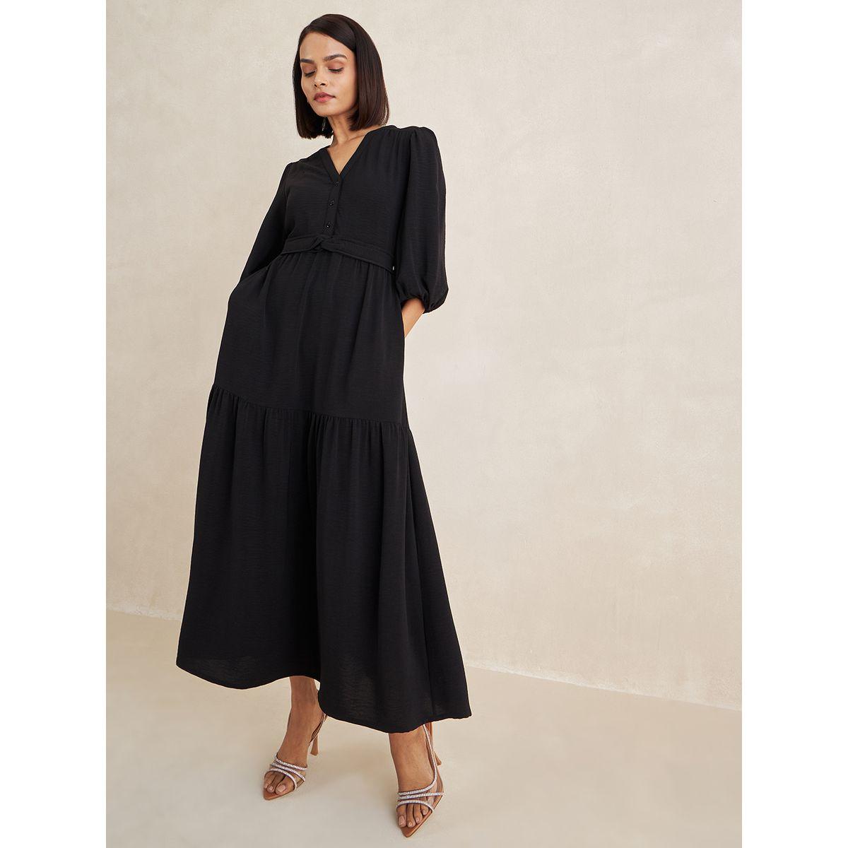 فستان طويل مزين بعقدة وأزرار فِميلا × ستايلي-women-clothing-dresses-image-4