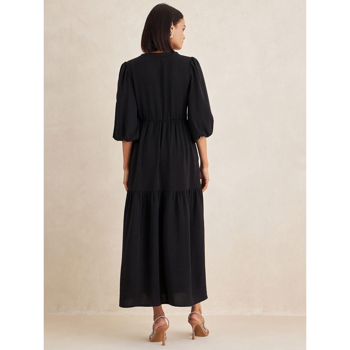 Femmella X Styli  Solid Knot Detail Front Button Maxi Dress-women-clothing-dresses-image-6
