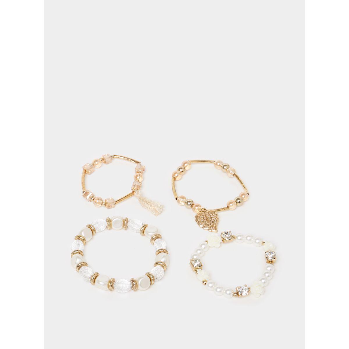 Styli Set of 4 - Leaf Drop Beaded Bracelets-women-watchesandjewellery-jewellery-banglesandbracelets-image-3