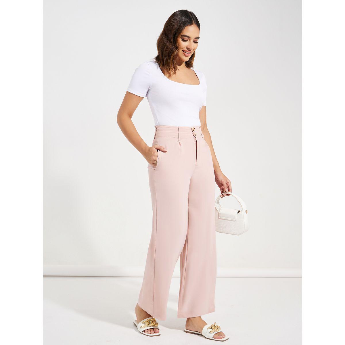 بنطال بارجل واسعة وخصر عالي مع فتحات حزام-women-clothing-bottoms-trousers-image-1