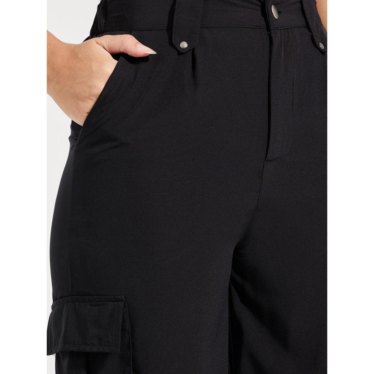 Styli Solid Cargo Pants with Pockets-women-clothing-bottoms-trousers-image-3