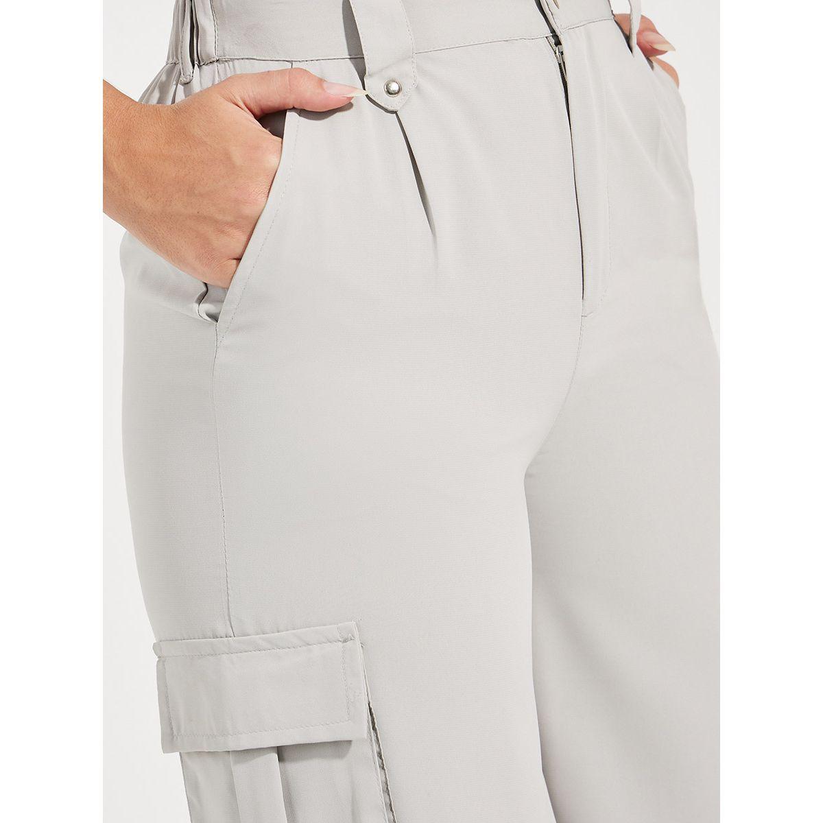 Styli Solid Cargo Pants with Pockets-women-clothing-bottoms-trousers-image-3