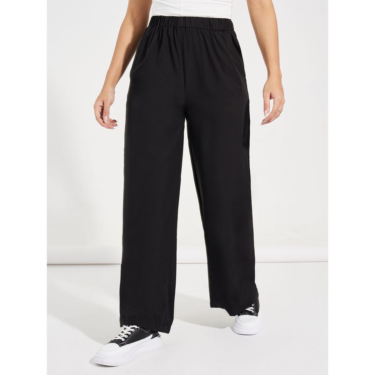 Styli Solid Wide Leg Full Length Pants-women-clothing-bottoms-trousers-image-2