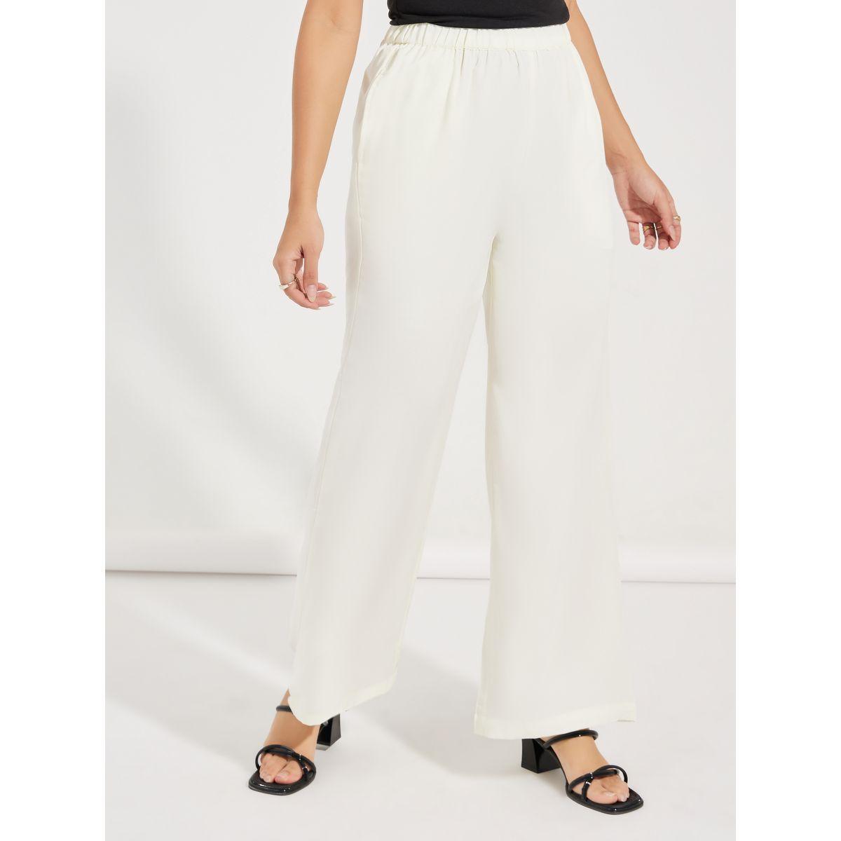بنطال سادة بارجل واسعة وخصر مطاطي-women-clothing-bottoms-trousers-image-2