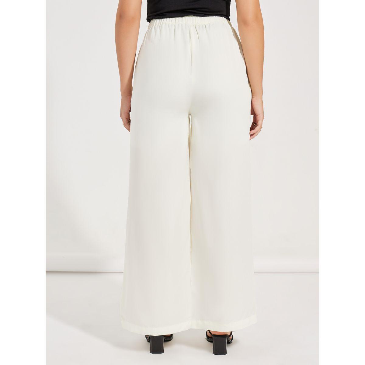 بنطال سادة بارجل واسعة وخصر مطاطي-women-clothing-bottoms-trousers-image-4
