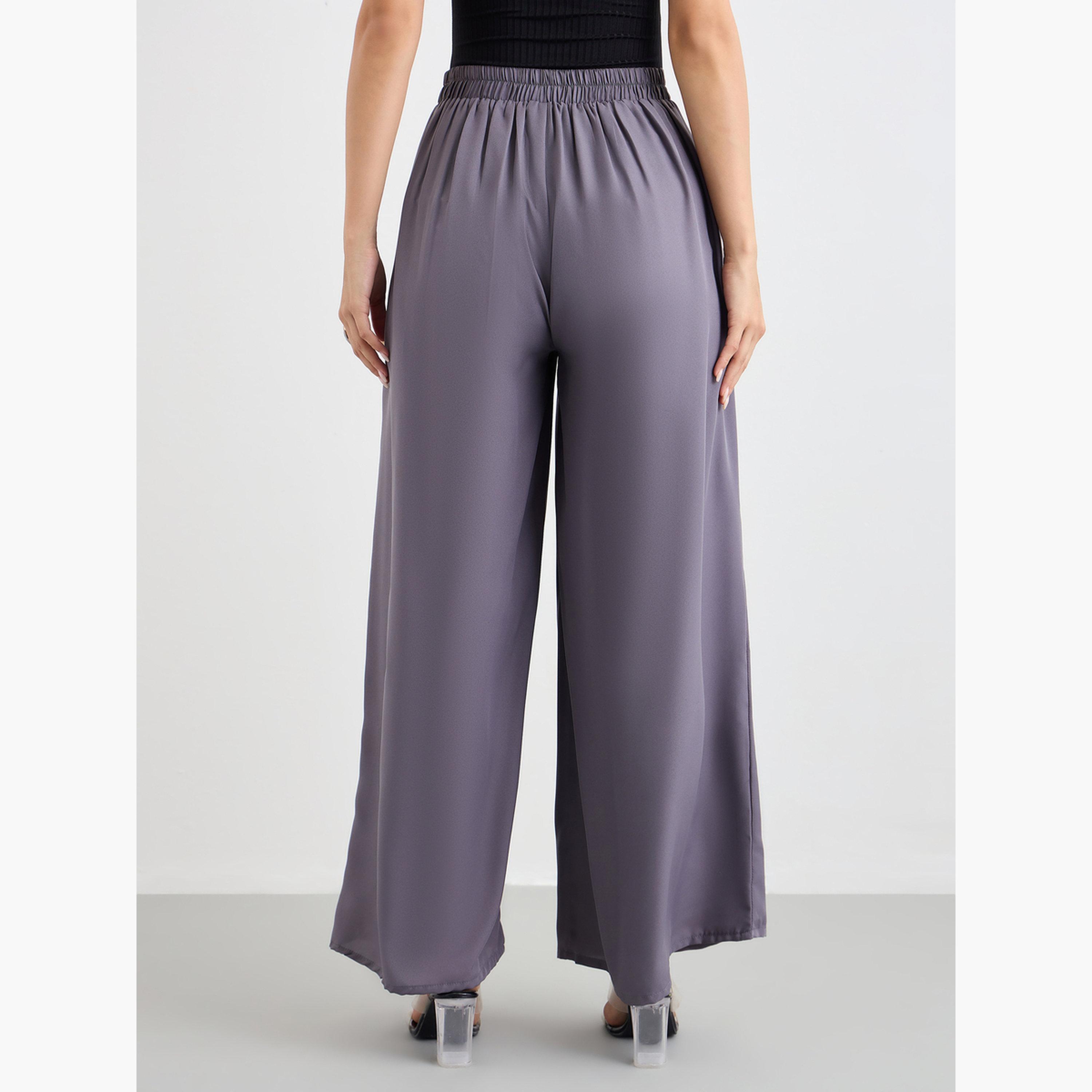 Styli Flowy Wide Leg Pants with Half Elastic Waistband-women-clothing-bottoms-trousers-image-4