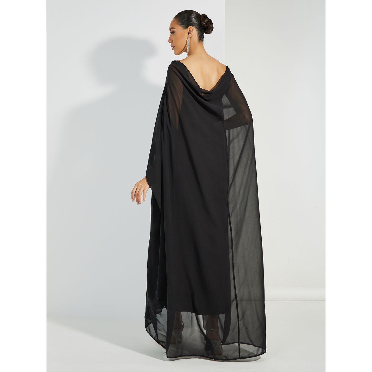 Styli Embellished Long Sleeves Cape Maxi Dress-women-clothing-dresses-image-4