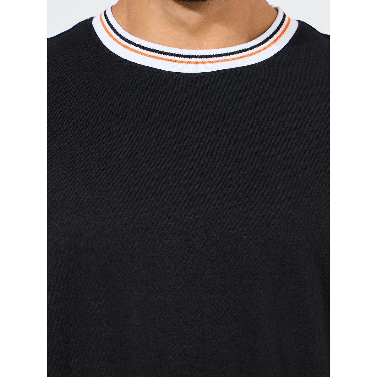 Styli Solid Cotton Terry Ringer T-Shirt with Contrast Rib Neck Detail-men-clothing-tshirtsandpolos-tshirts-image-3