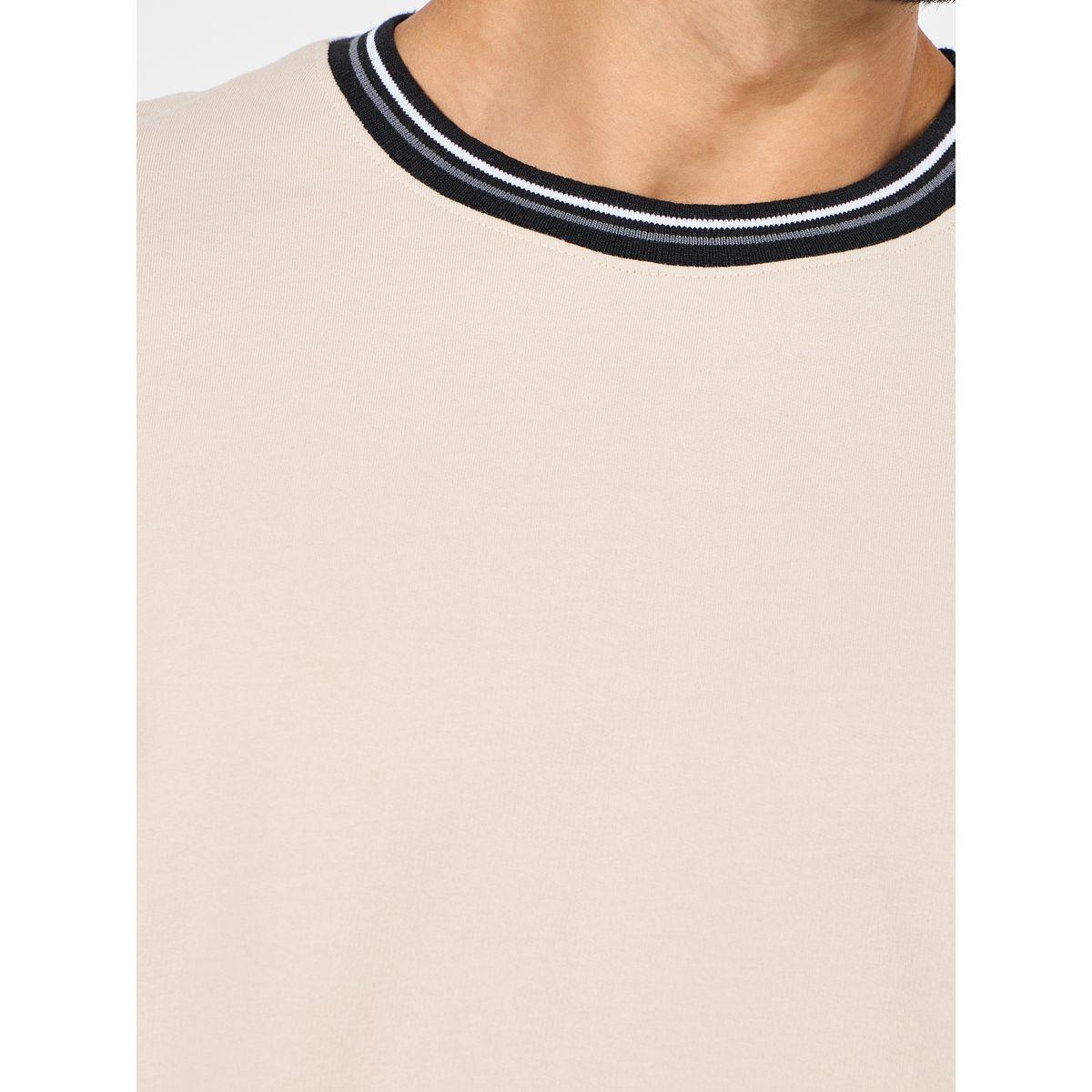 Styli Solid Cotton Terry Ringer T-Shirt with Contrast Rib Neck Detail-men-clothing-tshirtsandpolos-tshirts-image-3