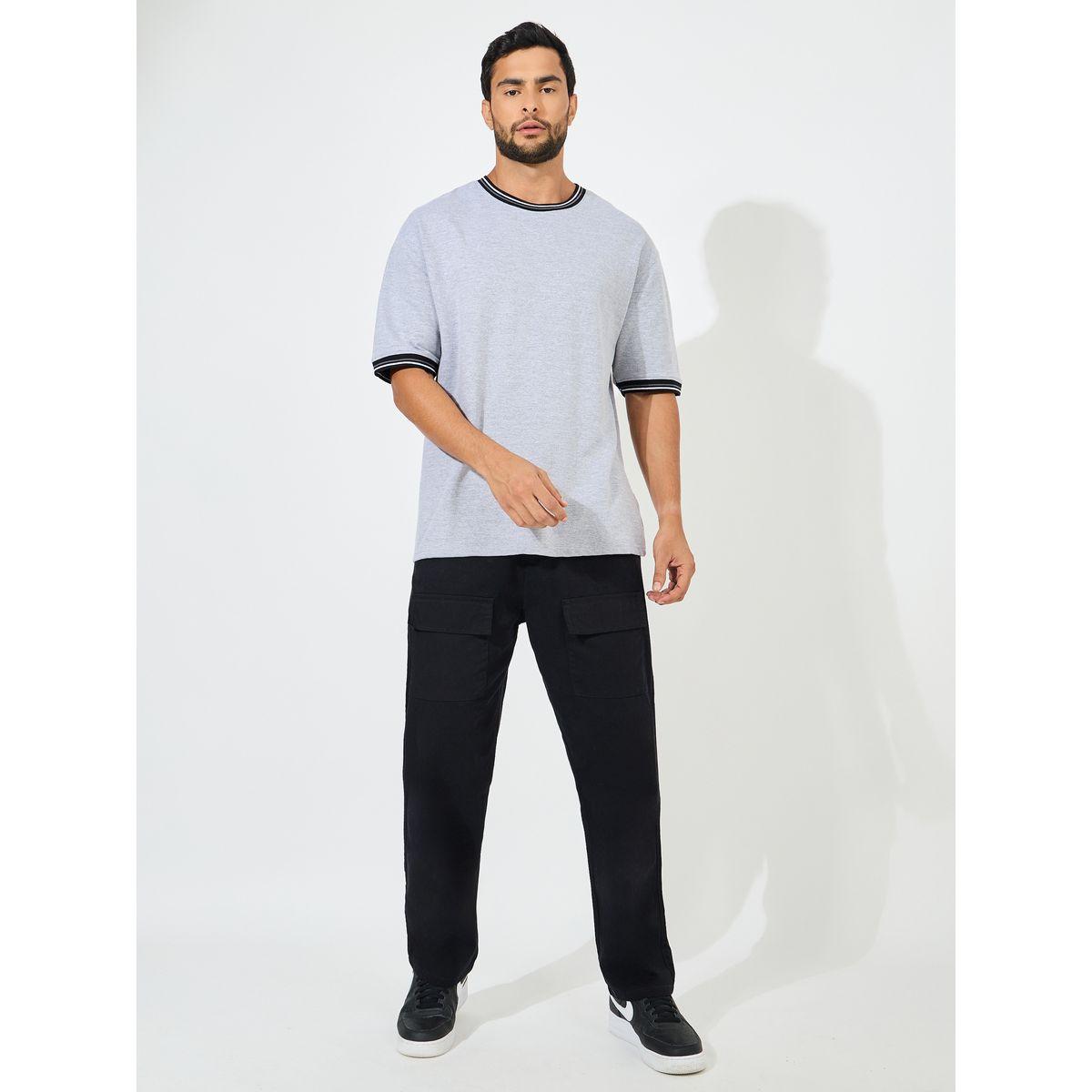 Styli Solid Cotton Terry Ringer T-Shirt with Contrast Rib Neck Detail-men-clothing-tshirtsandpolos-tshirts-image-2