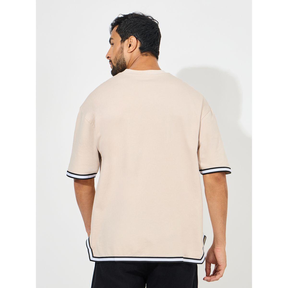 Styli Mock Neck Cotton Terry T-Shirt with Hem Tape Detail-men-clothing-tshirtsandpolos-tshirts-image-4