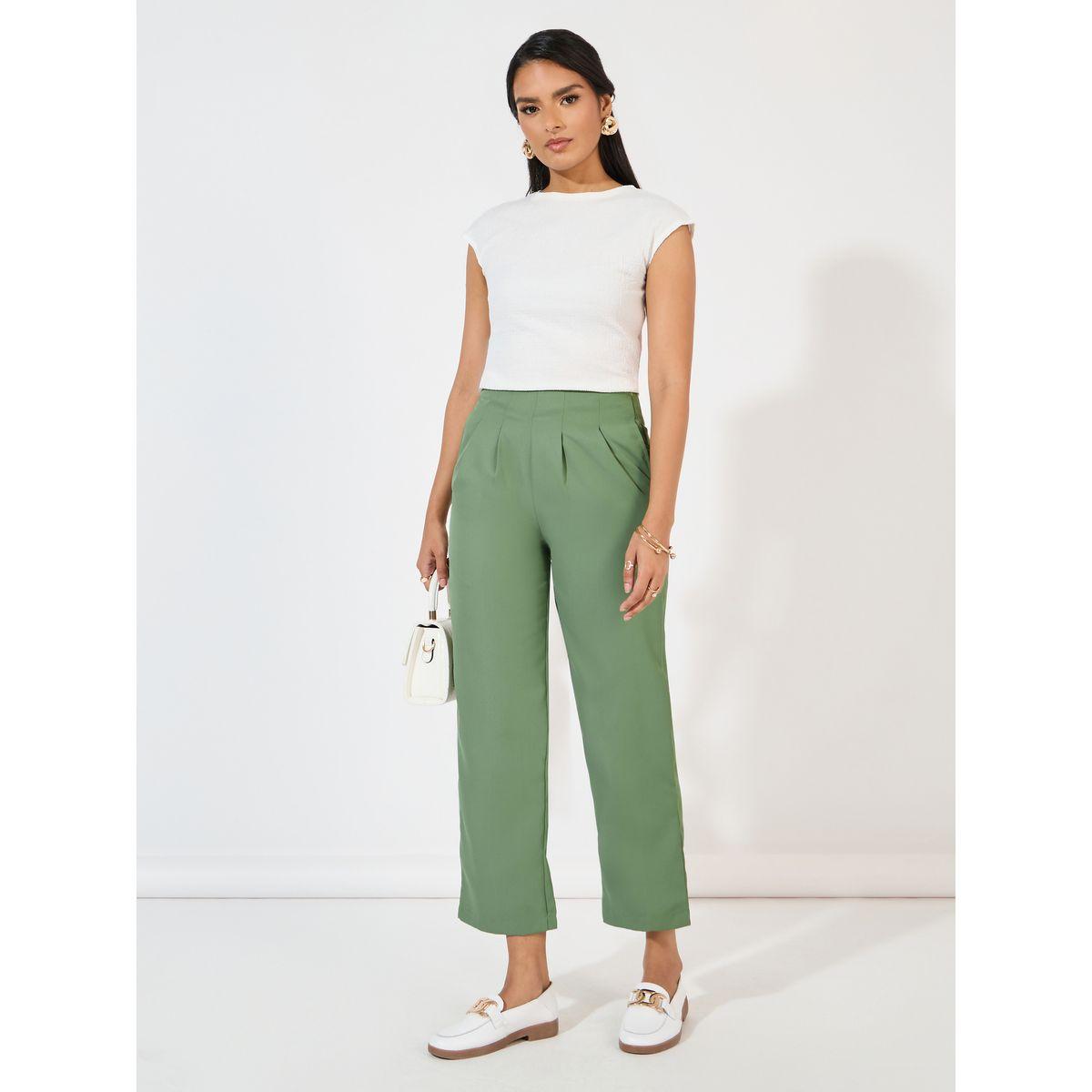 بنطال سادة بطول الكاحل مع أرجل مستقيمة-women-clothing-bottoms-trousers-image-1