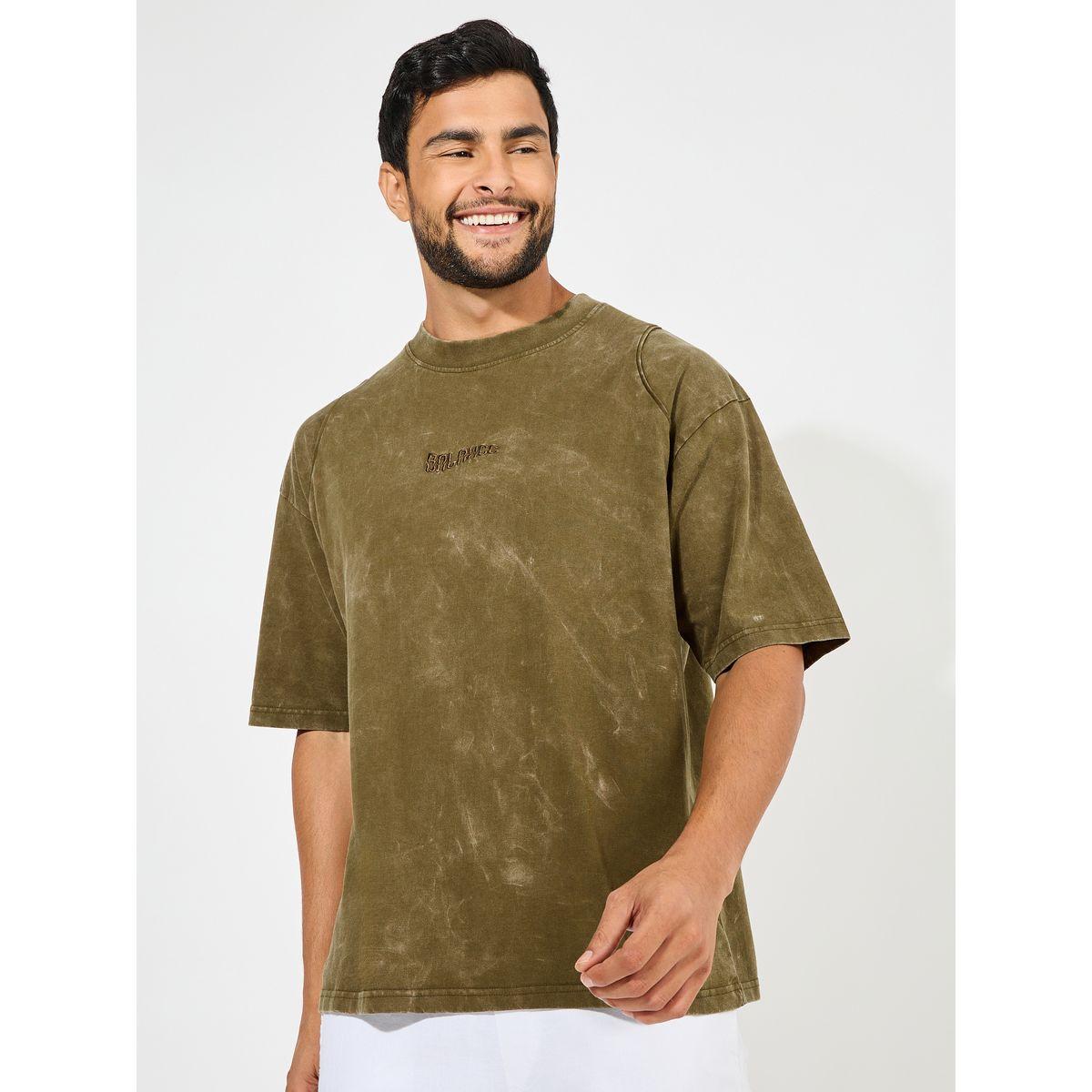 تيشيرت فضفاض بتفاصيل مشطوفة مع حزوز-men-clothing-tshirtsandpolos-tshirts-image-1