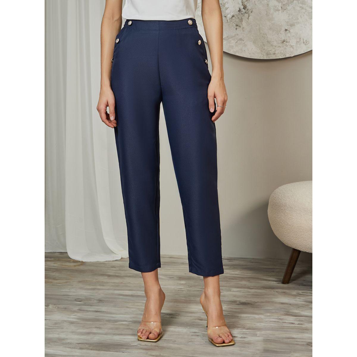 بنطال قصيرة بقصة مستقيمة وأزرار-women-clothing-bottoms-trousers-image-2
