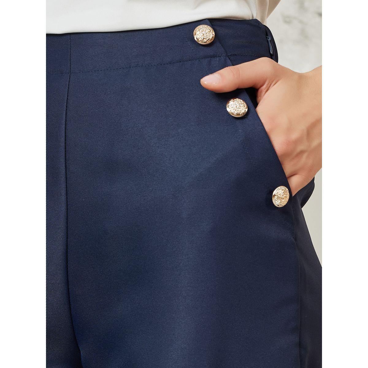 Styli Elevate Button Detail Straight Fit Cropped Trousers-women-clothing-bottoms-trousers-image-3