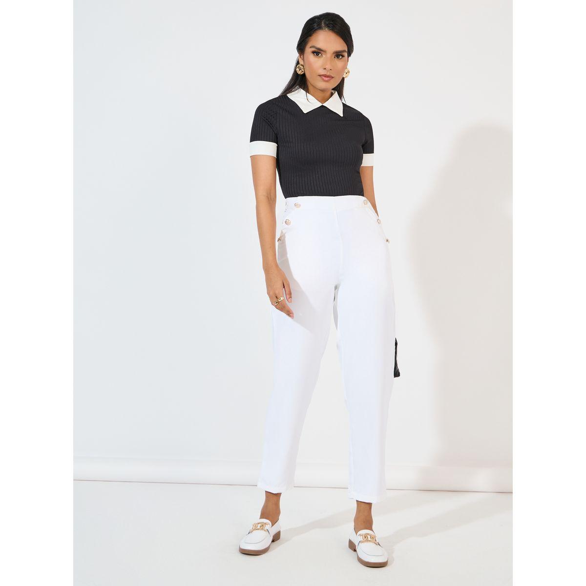 بنطال بأرجل مستقيمة مع أزرار-women-clothing-bottoms-trousers-image-1