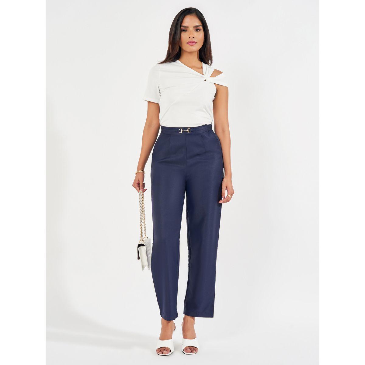 Styli Elevate High Rise Straight Leg Pants with Metal Accent-women-clothing-bottoms-trousers-image-1