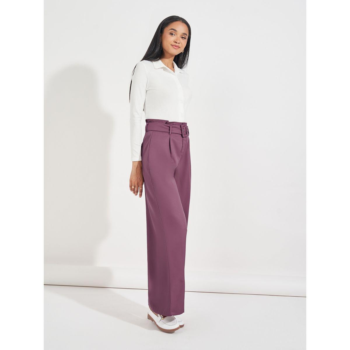 Styli Elevate High Rise Wide Leg Belted Twill Pants-women-clothing-bottoms-trousers-image-5